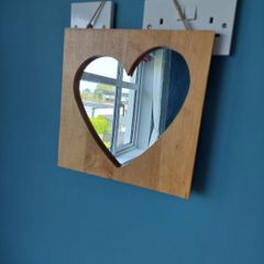 Love heart mirror in wooden frame