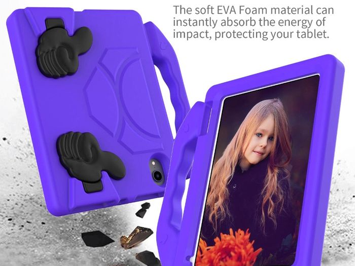 For Apple iPad Mini 6 Kids Friendly Case Shockproof Cover With Thumbs Up - Purple