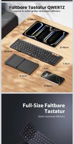 ProtoArc XK01 Foldable Bluetooth Keyboard with Number Pad - Full-Size Portable Wireless Folding Keyboard for Windows, ios, Android & Tablets | QWERTY UK Layout | Black