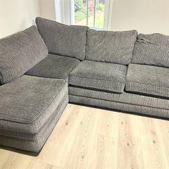 Grey corduroy corner sofa set