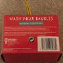 festive "Wash Your Baubles" soap on a rope Image 3