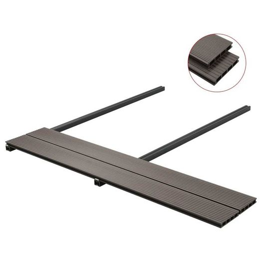 WPC Hollow Decking Boards with Accessories 16m(sqr) 2.2m Dark Brown