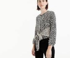 J Crew Tiefront Silk top in Pebble Print