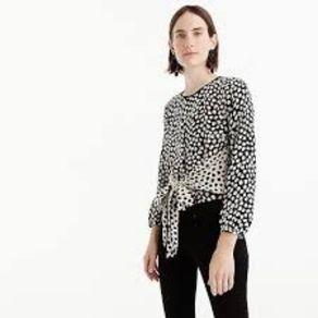 J Crew Tiefront Silk top in Pebble Print