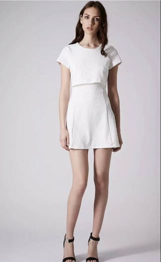 Topshop Ladies White Jacquard Skater Dress With Side Cut Outs UK8 Payment By REVOLUT or PAYPAL
