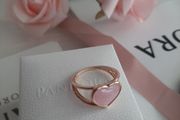 New genuine pandora pink enamel heart ring