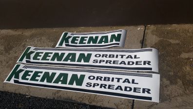 keenan orbital spreader replacement sticker / decals