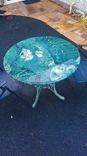 marble top cast iron table