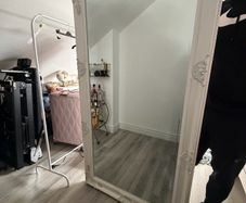 Large white antique style lean to mirror
