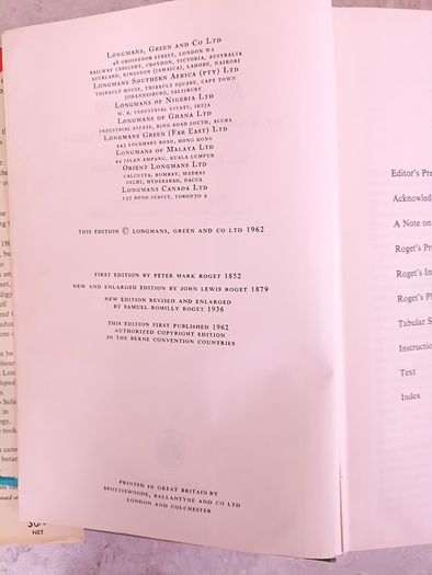 1962 Roget's Thesaurus of English Words and Phrases
