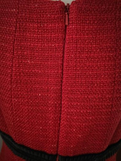 Stunning Sonia Pena Red Wool-Blend Tweed Occasion Dress - Uk10-12