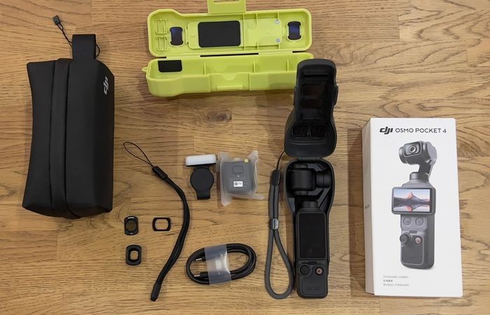 DJI Osmo Pocket 4 gimbal camera, with many accessories