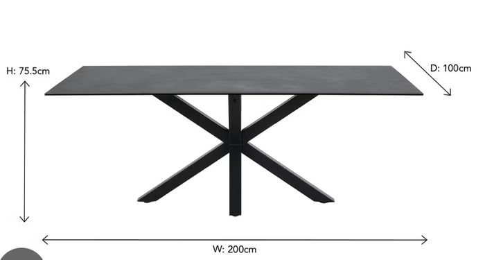 kitchen table. Modern Dining Table 2m x 1m Steel Base & Glass Top