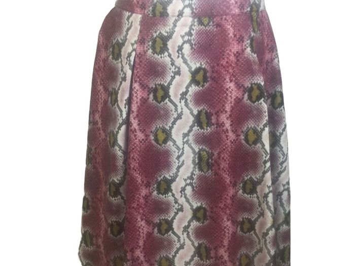 Savida Pink Animal Print Pleather A Line Knee Length Skirt /pockets L Uk  16 Including Post