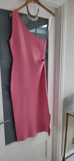 FOREVER NEW Barbie Pink Cut-out One Shoulder knit Sz 10UK - Bnwot Rrp 159 (New)