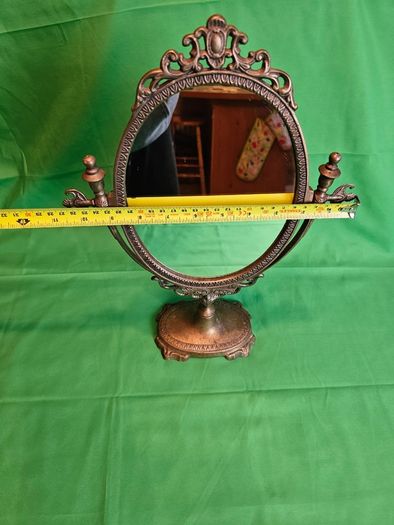 Ornate Victorian Style Brass Swivel Vanity Mirror  Antique Dressing Table Mirror