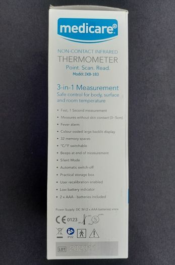 Off body infrared Thermometer in box