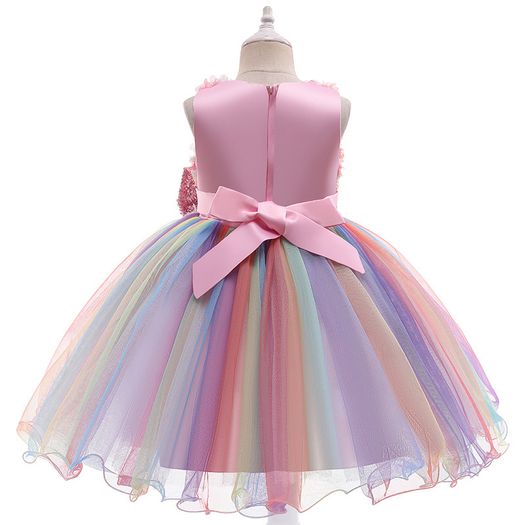New Girl Embroidered Formal Princess Elegant Birthday Party Dress Size 5-6Years