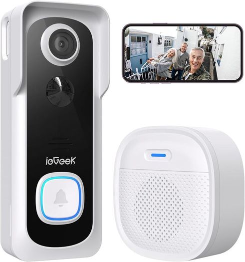 ieGeek Wire Free Wireless FHD 1080P Smart Video Doorbell - No Subscription Required - Brand New
