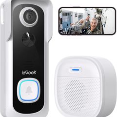 ieGeek Wire Free Wireless FHD 1080P Smart Video Doorbell - No Subscription Required - Brand New