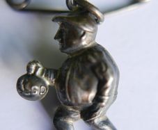 Edwardian Sterling Silver Charm Puffed Bank Robber with his swag bag - Edwardian Sterling charms pendant 925