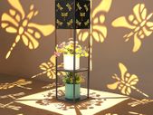 Extra Large Solar Outdoor Lights, Bright Solar Garden Lights with Dragonfly Projections, Waterproof Solar Landscape Pathway Lights with Double-Layer Flower Stands, Faster Charging Solar Panel