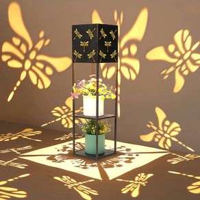 Extra Large Solar Outdoor Lights, Bright Solar Garden Lights with Dragonfly Projections, Waterproof Solar Landscape Pathway Lights with Double-Layer Flower Stands, Faster Charging Solar Panel