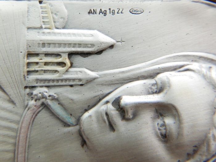 Vintage Sterling Silver stamped  "Ag" (silver) Our Lady Queen of Peace Medugorje Bosnia Mary