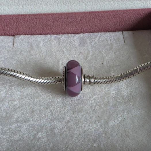 Pandora Purple triangles murano glass charm perfect condition