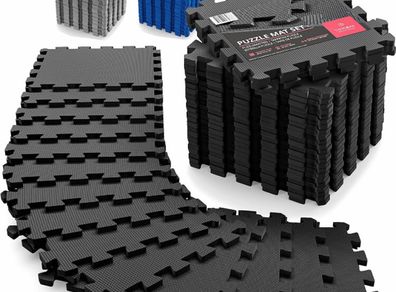 Interlocking Soft Foam Floor Mat - 18 Pieces Protective Gym Flooring Set, Exercise Mats EVA Puzzle Rubber Tiles, Ground Surface Protection Play Workout Underlay Matting (MULTIPLE COLOURS AVAILABLE)