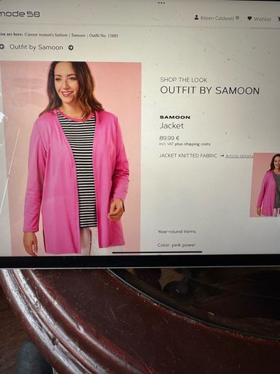 NEW  FURTHER REDUCED from SAMOON a pink casual cardigan with side slits and a matching black and white top with pink trim . Length of both items is 33 inches