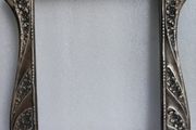 Antique Edwardian Wooden &amp; Sterling Silver Photo Frame Art Nouveau  1800s