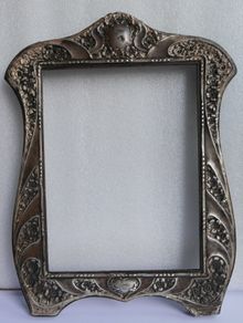 Antique Edwardian Wooden & Sterling Silver Photo Frame Art Nouveau  1800s