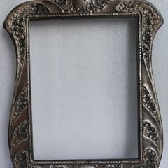 Antique Edwardian Wooden & Sterling Silver Photo Frame Art Nouveau  1800s