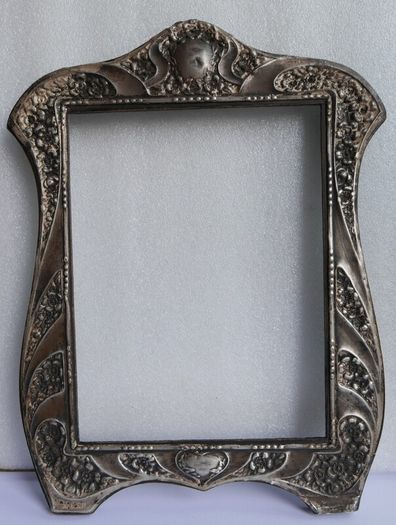 Antique Edwardian Wooden & Sterling Silver Photo Frame Art Nouveau  1800s