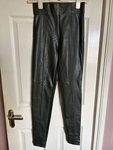 leather look trousers