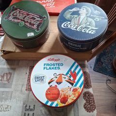 Vintage style Tins 2 Coca Cola and 1 Kellogg's Frosted Flakes Tins price is for 1, Postage Available or Collection,