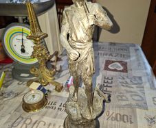 Antique Spelter Young Boy Playing a Flute, 19th-Century French works by artists like Auguste Moreau etc.