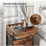 Bedside Table with Charging Station, Side Table with 4 Drawers, 2 AC Outlets, 1 USB-A, 1 Type-C, Nightstand for Bedroom, Living Room, Rustic Brown and Black Image 6