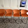 Set of 4 Orange Velvet Bar Stools Image 5