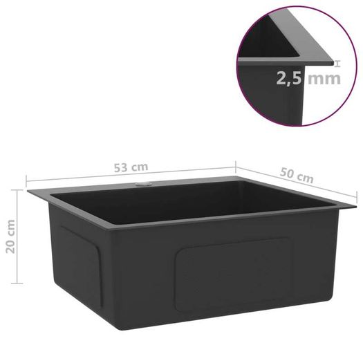 Handmade Kitchen Sink with Faucet Hole Black Stainless Steel