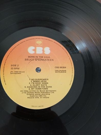 Bruce springsteen born in the usa vinyl, rare irish pressing