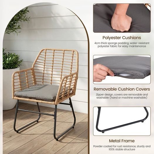 4 Piece PE Rattan Set Garden Balcony Furniture