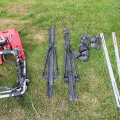 Car roof bike racks, Rear door mounted bike rack, Rear bicycle seat for child and roof rack equipment.