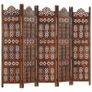 Hand carved 5-Panel Room Divider Brown 200x165 cm Solid Mango Wood Image 4