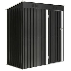 Outdoor Garden Shed 1.37 m 163x90x179 cm with Latch Door and Ventilation Slots, Dark Gray