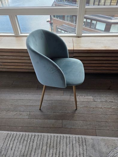 Set of 6 Dining Chairs for Sale - Blue Velvet Finish