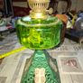Beautiful Antique Green Oil Lamp Postage Available Image 2