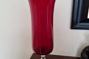 red glass vase / hurricane lamp