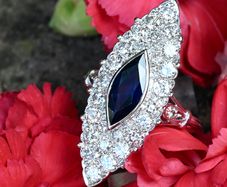 Large Antique Sapphire & Diamond Marquise Ring